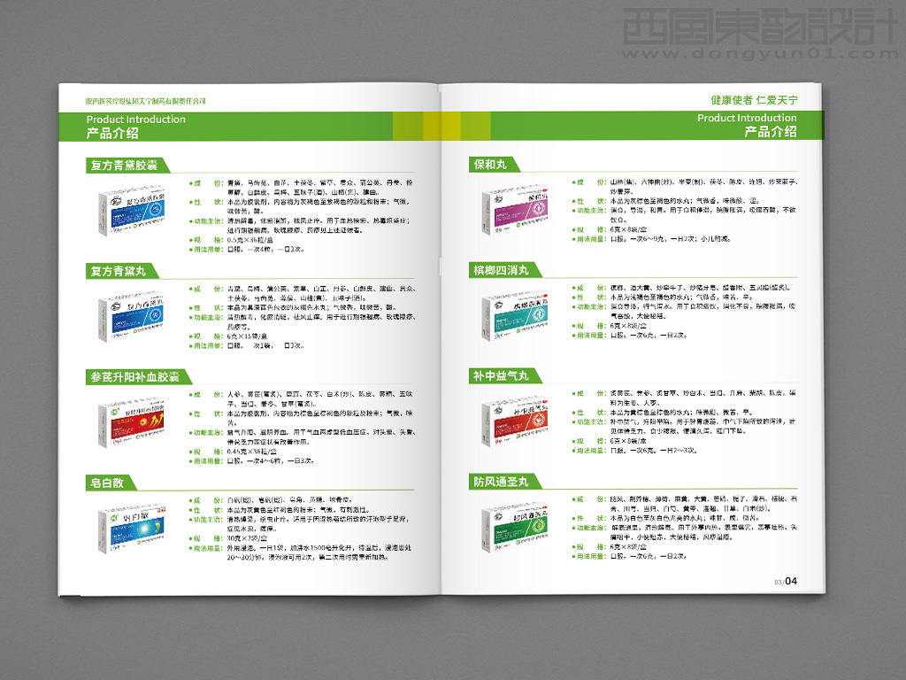陜西醫藥控股集團天寧制藥有限責任公司系列藥品包裝設計之產品手冊內頁設計