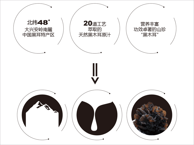 汲耳黑木耳飲料包裝設計主圖形推導