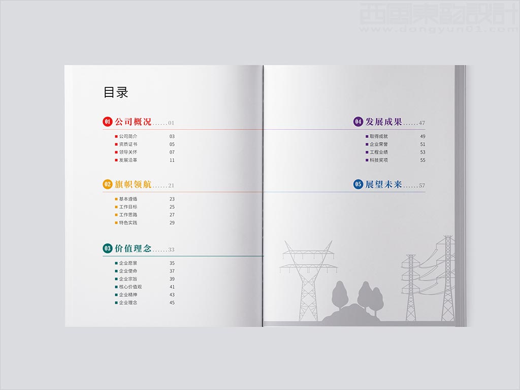 湖南電力工程咨詢有限公司畫冊目錄頁設計