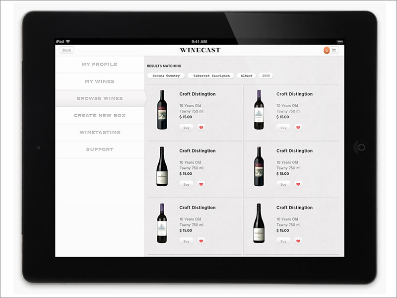 荷蘭在線品酒品牌Winecast ipad端網站內頁設計