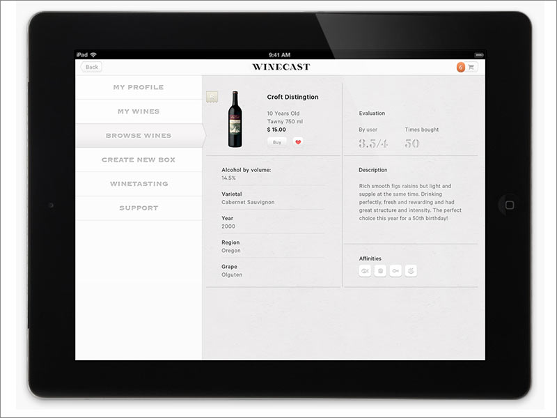 荷蘭在線品酒品牌Winecast ipad端網站內頁設計