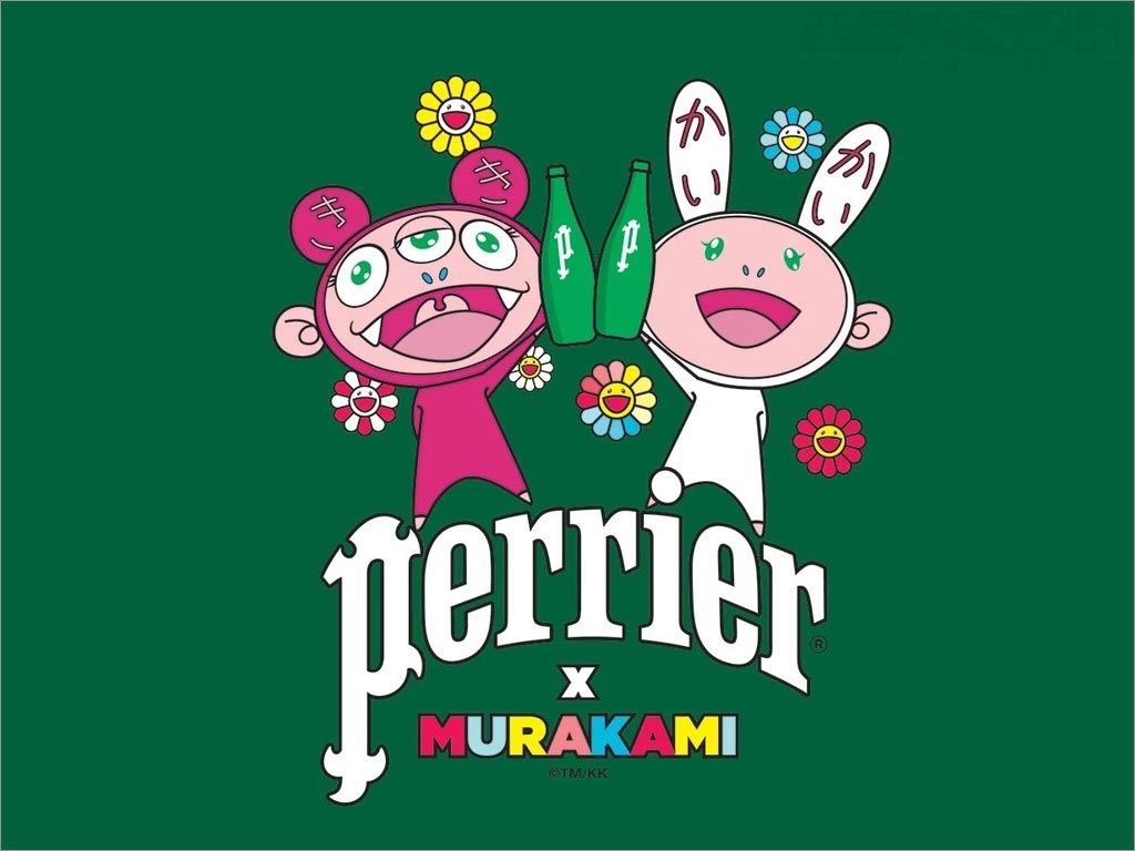 法國(guó)Perrier與日本藝術(shù)家村上隆合作蘇打水logo設(shè)計(jì)