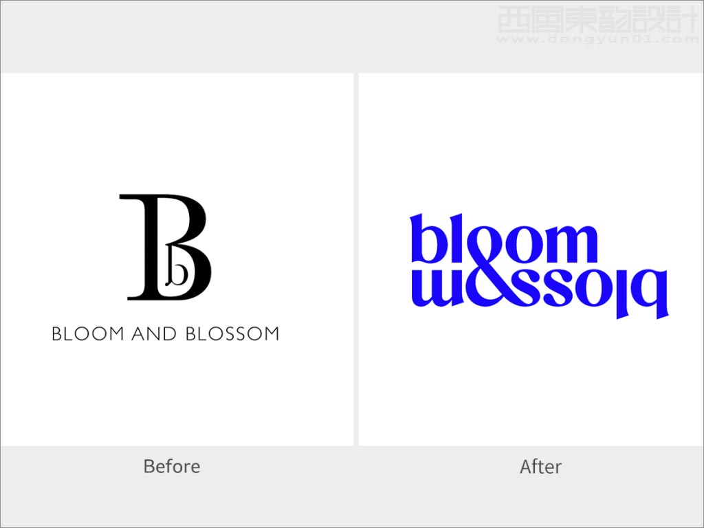 英國Bloom and Blossom護(hù)膚品新舊logo設(shè)計對比