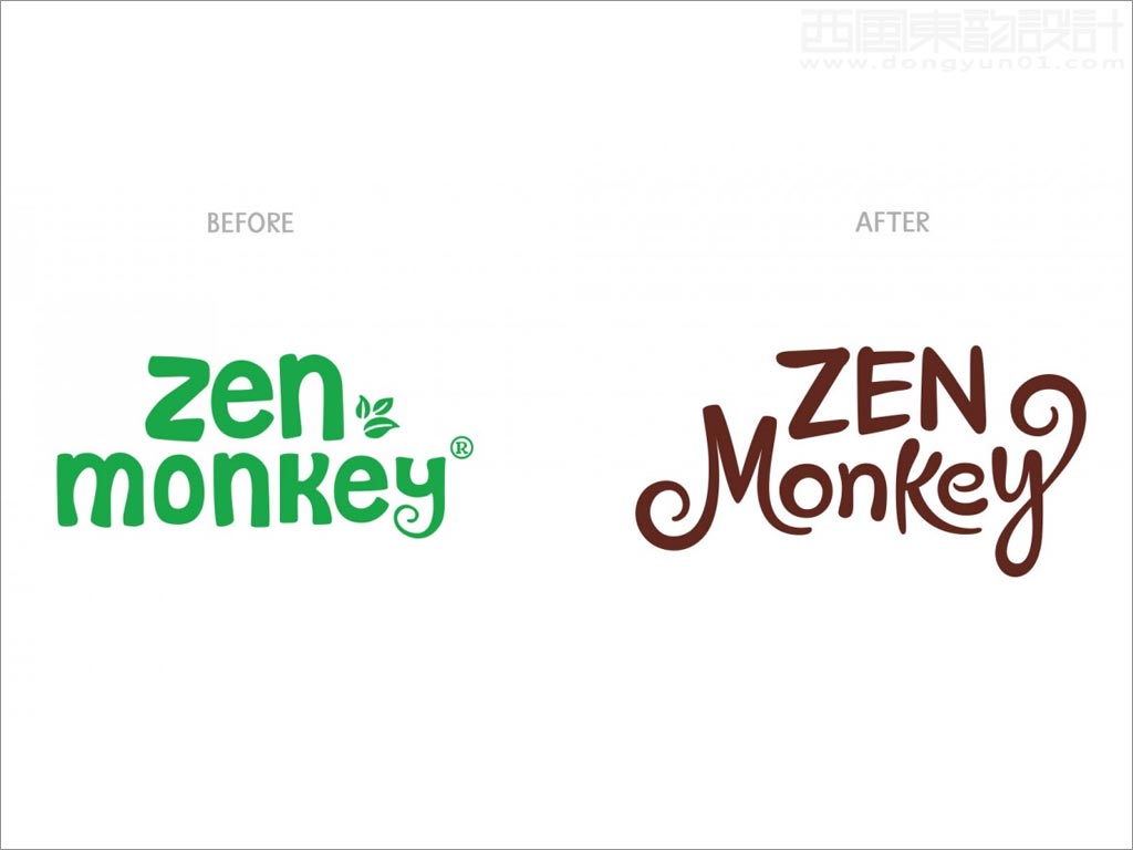 美國zen monkey早餐速食粥新舊logo設計對比