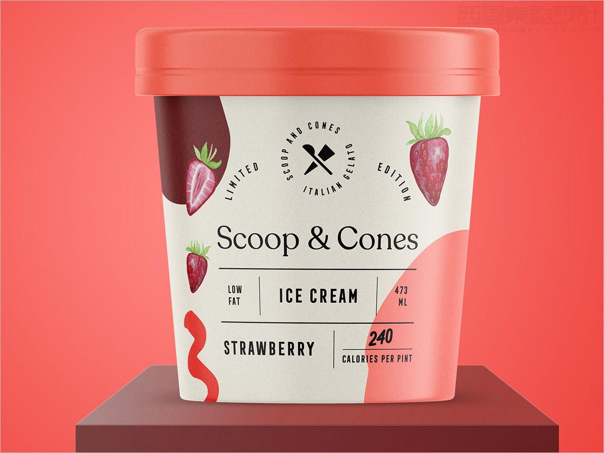 Scoop＆Cones草莓味冰淇淋包裝設計