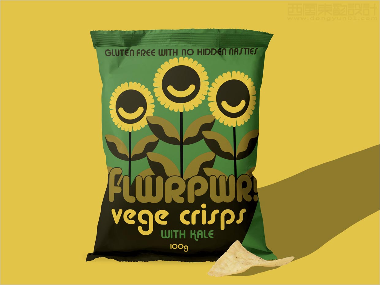 美國FLWRPWR Vege Crisps蔬菜水果脆片包裝袋設計