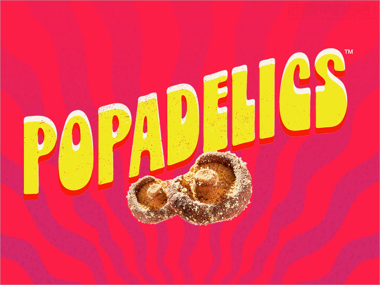 Popadelics香脆蘑菇片素食零食小吃品牌logo設計